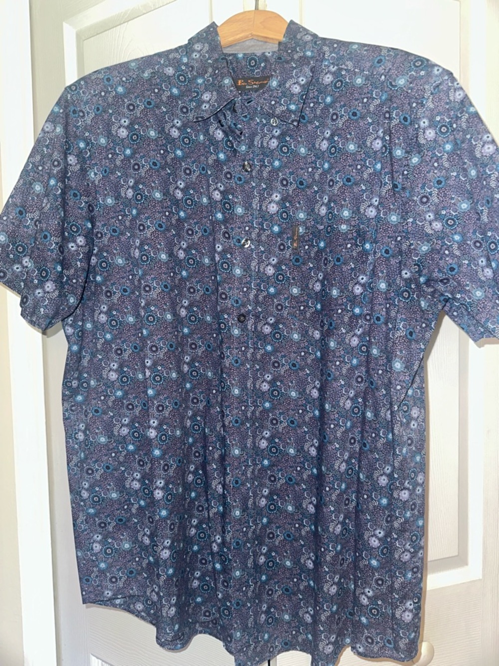 Ben Sherman Purple and Blue Floral Print Button-Up Shirt